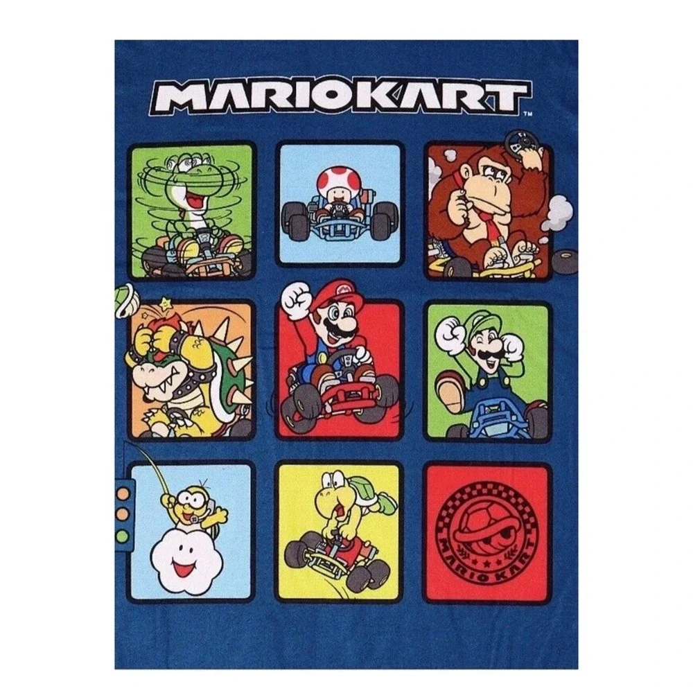 Mario‎ Kart Boys Flannel Pajamas 2-Piece PJ Set Red Blue Nintendo Size 10/12 NEW